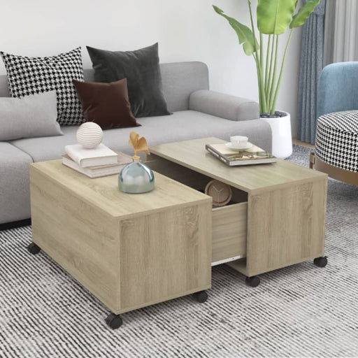 Coffee Table Sonoma Oak 75x75x38 Cm Engineered Wood Nblnib