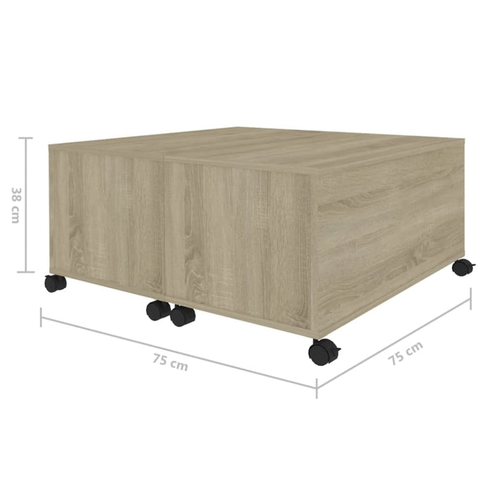 Coffee Table Sonoma Oak 75x75x38 Cm Engineered Wood Nblnib