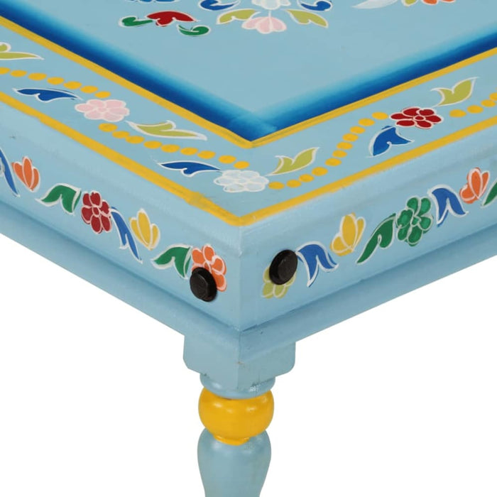 Coffee Table Turquoise Hand Painted Solid Wood Mango Tptilo