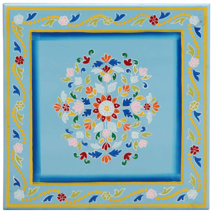 Coffee Table Turquoise Hand Painted Solid Wood Mango Tptilo
