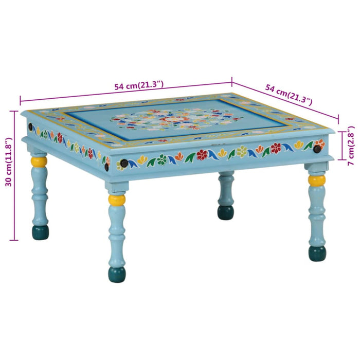 Coffee Table Turquoise Hand Painted Solid Wood Mango Tptilo