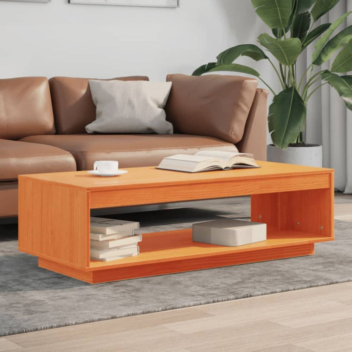 Coffee Table Wax Brown 110x50x33.5 Cm Solid Wood Pine Naaotp