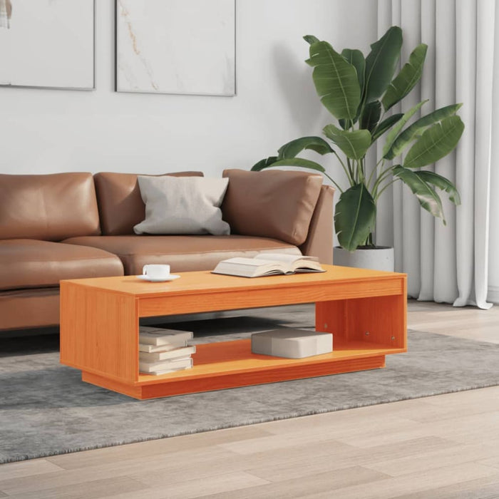 Coffee Table Wax Brown 110x50x33.5 Cm Solid Wood Pine Naaotp