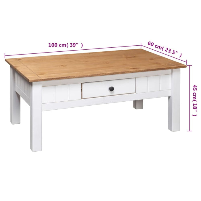 Coffee Table White 100x60x45 Cm Solid Pine Wood Panama