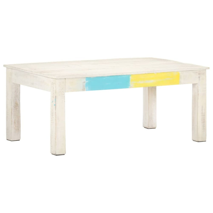 Coffee Table White 110x60x45 Cm Solid Mango Wood Txtppp