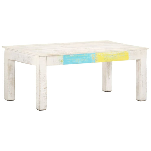 Coffee Table White 110x60x45 Cm Solid Mango Wood Txtppp