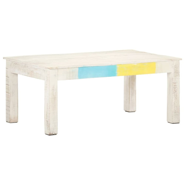 Coffee Table White 110x60x45 Cm Solid Mango Wood Txtppp