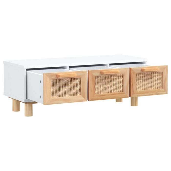 Coffee Table White 80x40x30 Cm Engineered Wood&solid Wood