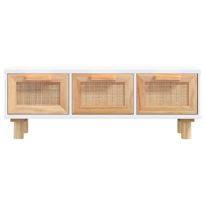 Coffee Table White 80x40x30 Cm Engineered Wood&solid Wood