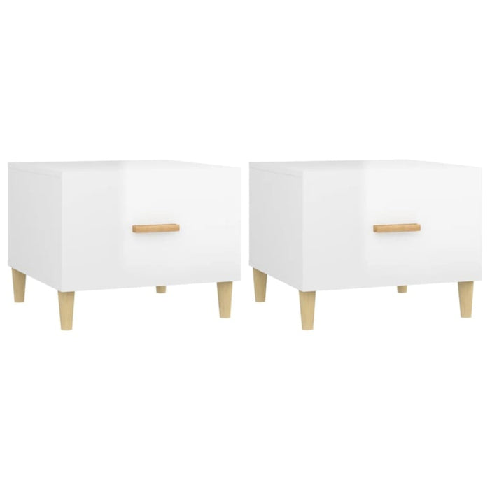 Coffee Tables 2 Pcs Glossy Look White 50x50x40 Cm