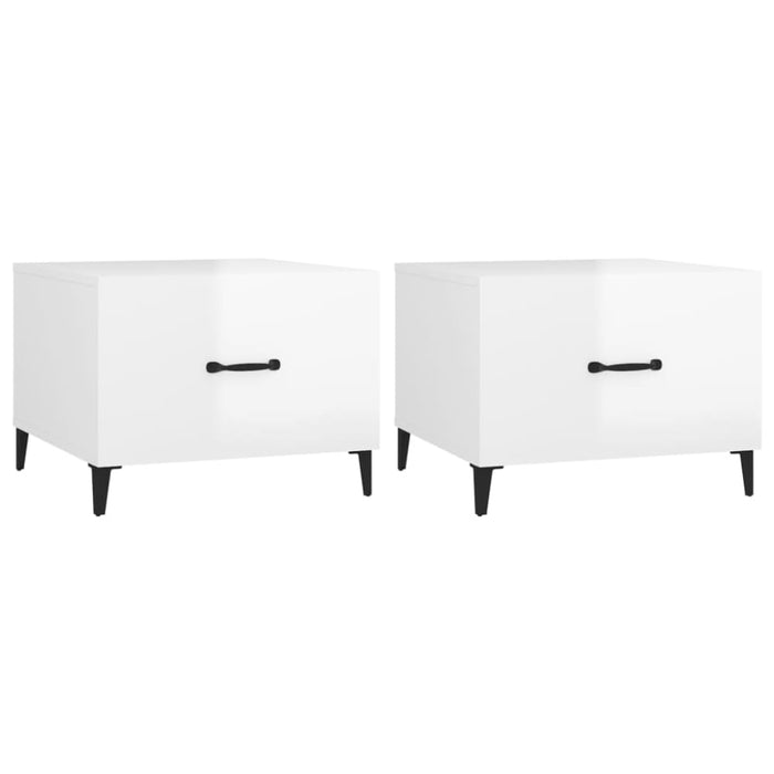 Coffee Tables with Metal Legs 2 Pcs Glossy Look White
