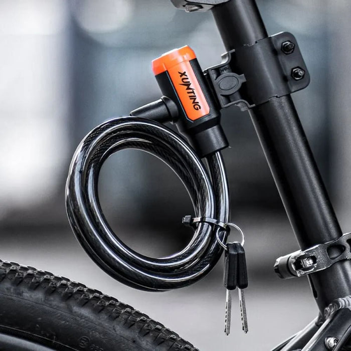 Coiled Bike Cable Lock With Mounting Bracket Secure