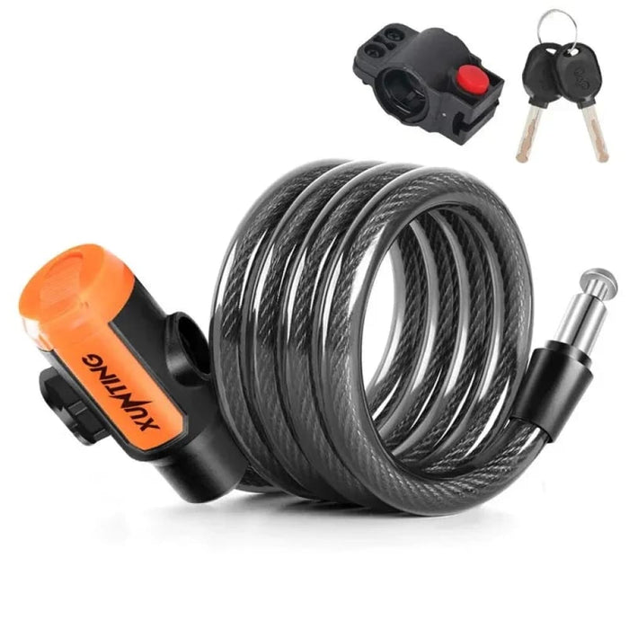 Coiled Bike Cable Lock With Mounting Bracket Secure