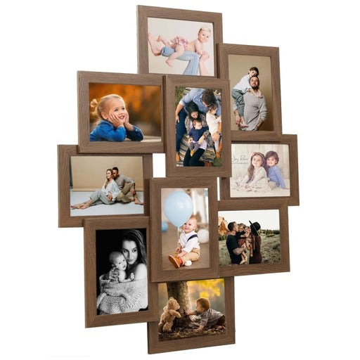 Collage Photo Frame For Picture 10 Pcs 10x15 Cm Light Brown