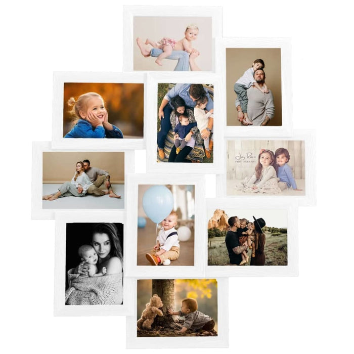 Collage Photo Frame for Picture 10 Pcs 10x15 Cm White Mdf