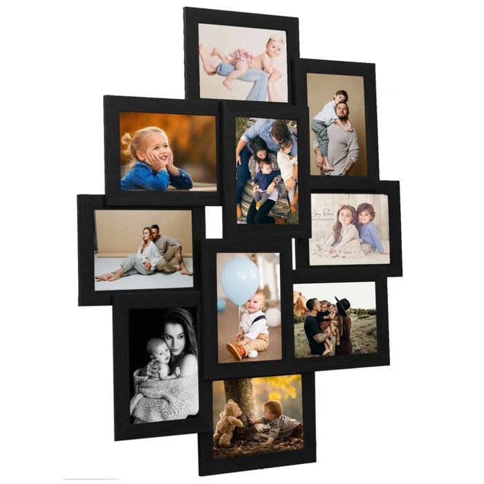 Collage Photo Frame for Picture 10 Pcs 13x18 Cm Black Mdf