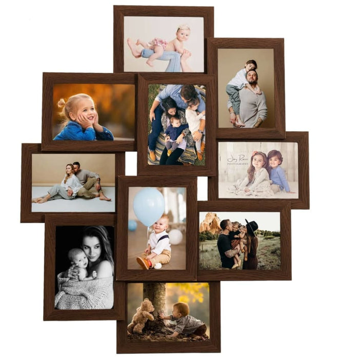 Collage Photo Frame for Picture 10 Pcs 13x18 Cm Dark Brown