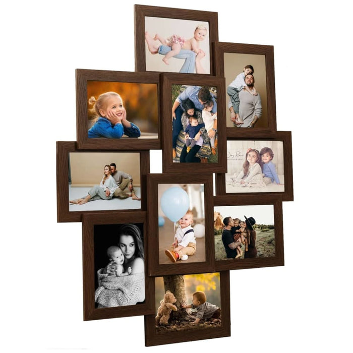 Collage Photo Frame for Picture 10 Pcs 13x18 Cm Dark Brown