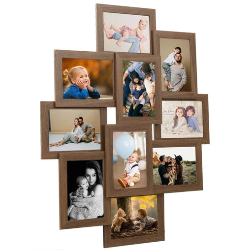 Collage Photo Frame for Picture 10 Pcs 13x18 Cm Light Brown