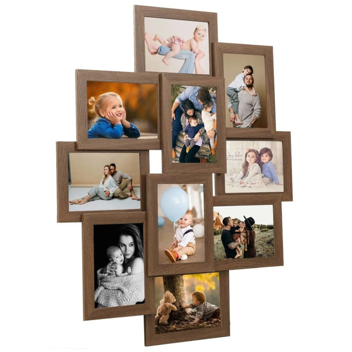 Collage Photo Frame for Picture 10 Pcs 13x18 Cm Light Brown