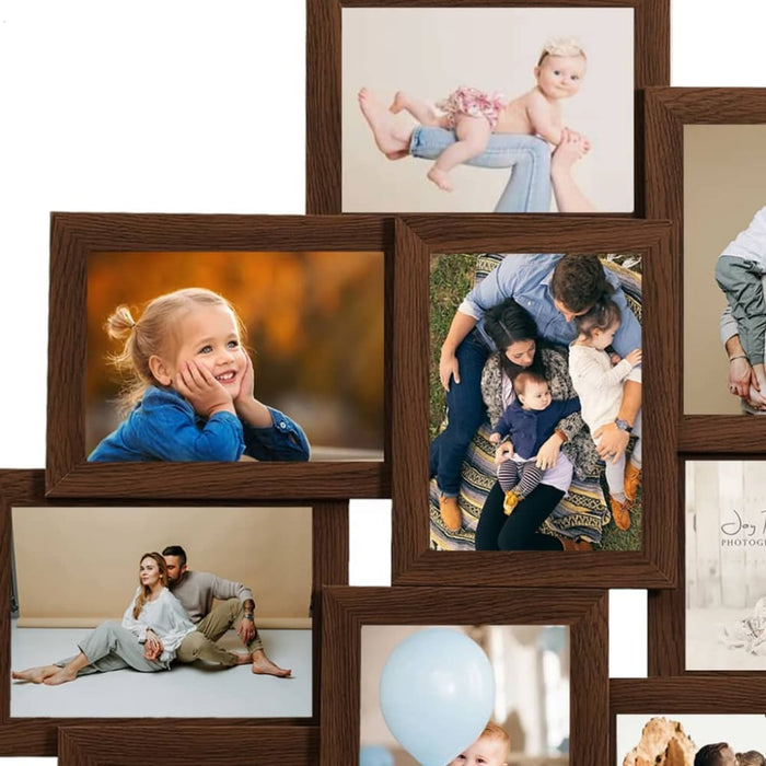 Collage Photo Frame for Picture 10 Pcs 10x15 Cm Dark Brown