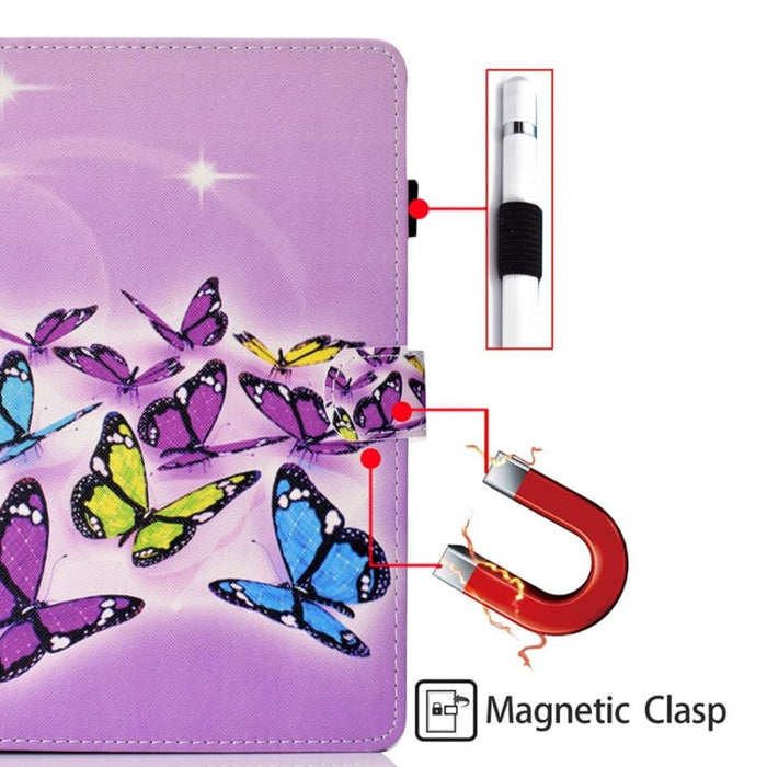 Coloured Drawing Stitching Smart Leather Tablet Case