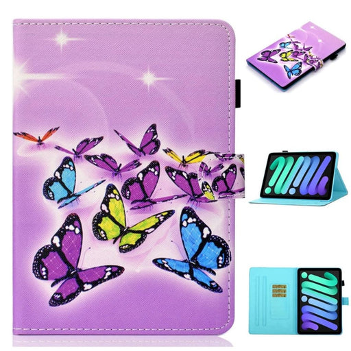 Coloured Drawing Stitching Smart Leather Tablet Case