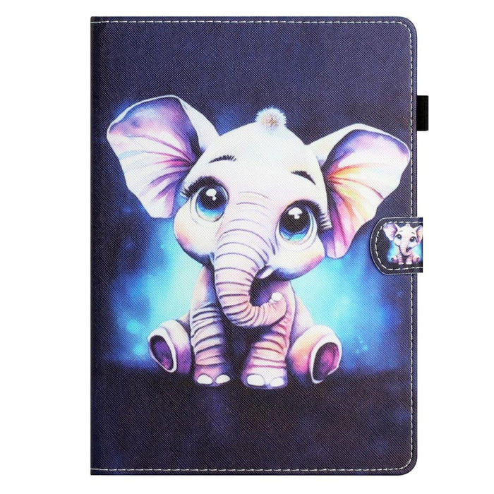 Coloured Drawing Stitching Smart Leather Tablet Case
