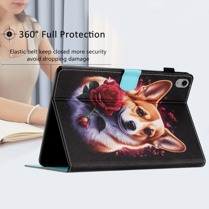 Coloured Drawing Stitching Smart Leather Tablet Case