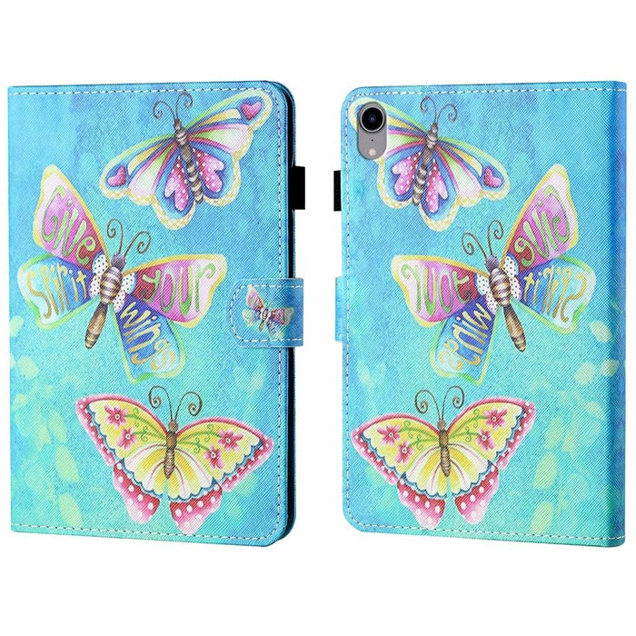 Coloured Drawing Stitching Smart Leather Tablet Case