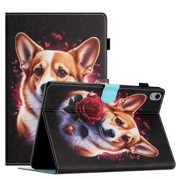 Coloured Drawing Stitching Smart Leather Tablet Case