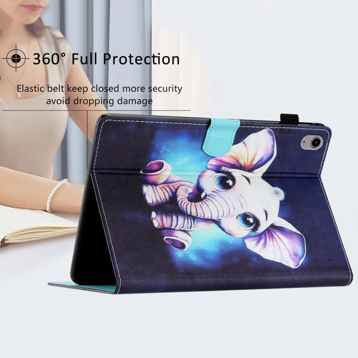 Coloured Drawing Stitching Smart Leather Tablet Case