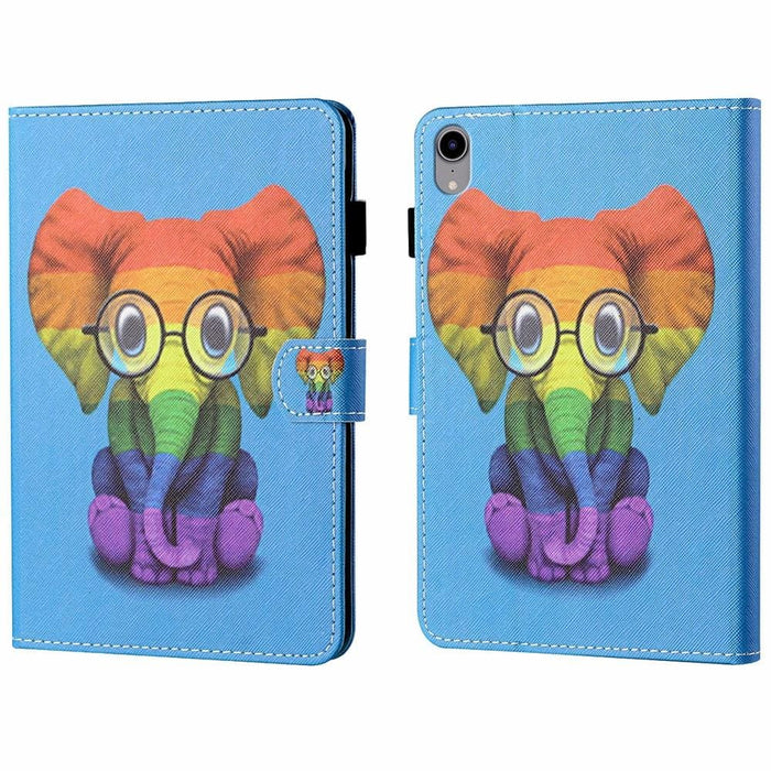 Coloured Drawing Stitching Smart Leather Tablet Case