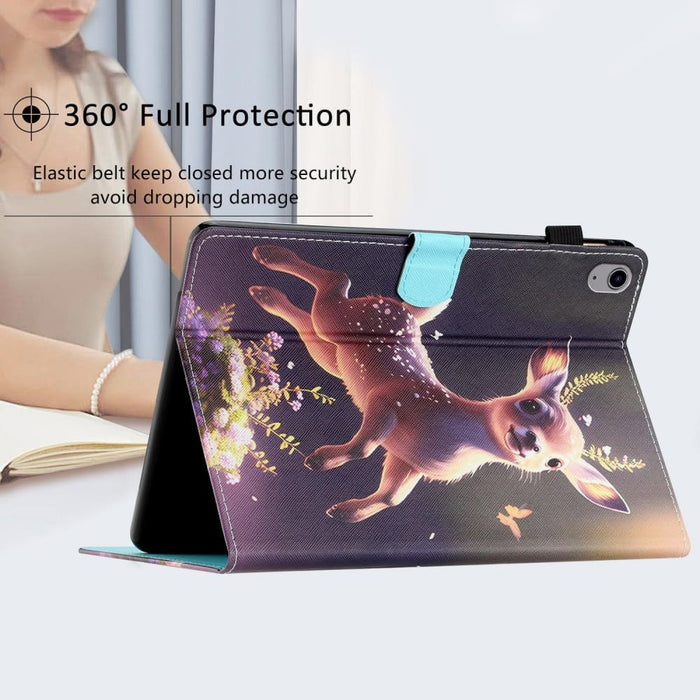 Coloured Drawing Stitching Smart Leather Tablet Case
