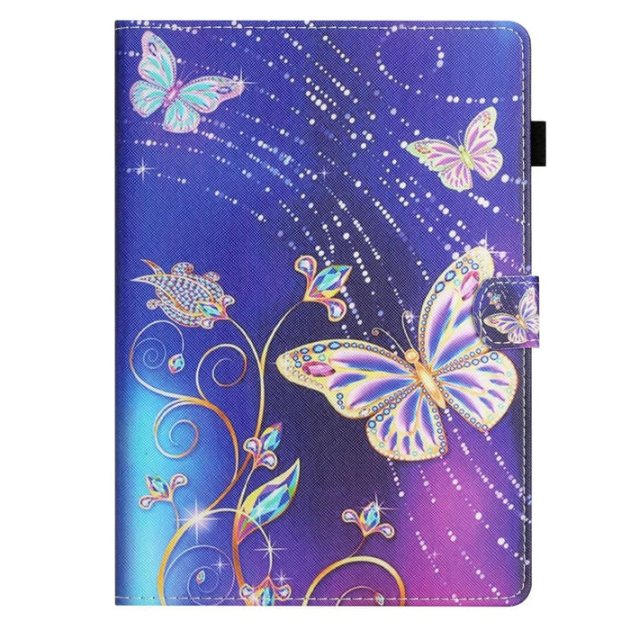 Coloured Drawing Stitching Smart Leather Tablet Case