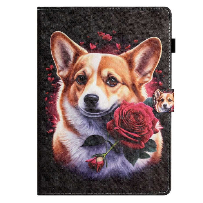 Coloured Drawing Stitching Smart Leather Tablet Case