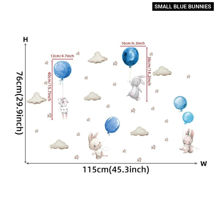 Colourful Balloons with Bunnies Wall Stickers for Kids Room