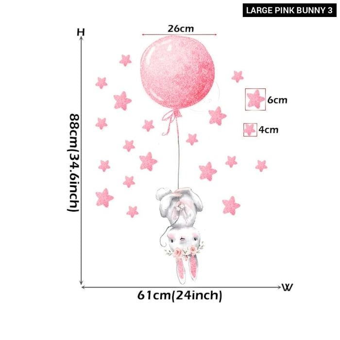 Colourful Balloons with Bunnies Wall Stickers for Kids Room