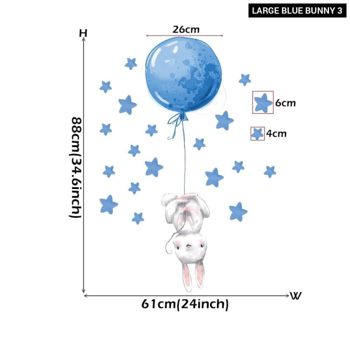 Colourful Balloons with Bunnies Wall Stickers for Kids Room