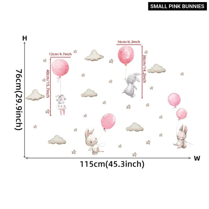 Colourful Balloons with Bunnies Wall Stickers for Kids Room