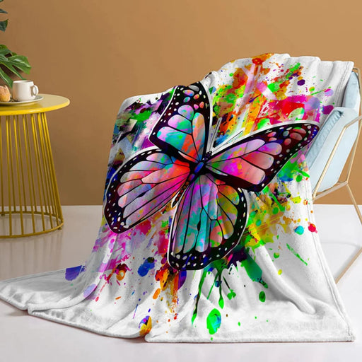 Colourful Butterfly Throw Blanket Soft Plush Fleece