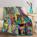 Colourful Chihuahua Flannel Throw Blanket