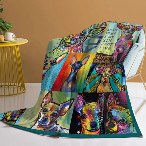 Colourful Chihuahua Flannel Throw Blanket