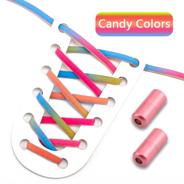 Colourful Elastic Sneakers no Tie Running Round Tennis Shoe