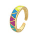 Colourful Enamel Dripping Oil Finger Ring Triangle Geometry