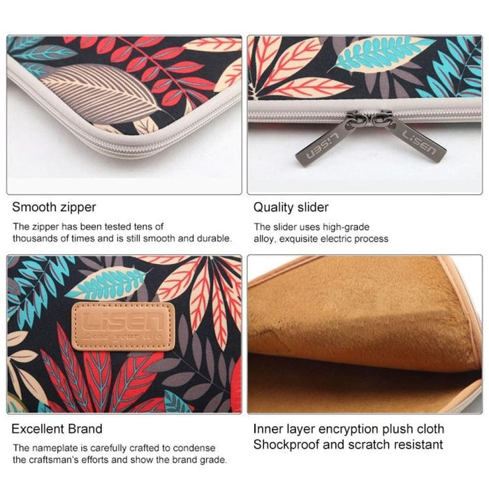 Colourful Leaves Zipper Briefcase Carrying Bag For Macbook