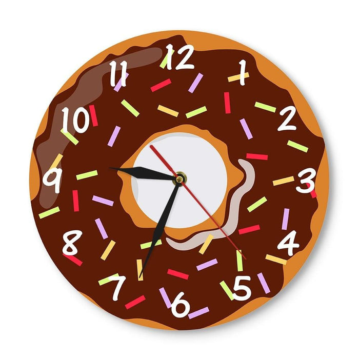 Colourful Printed Doughnut Wall Clock Kawaii Dessert Sweets