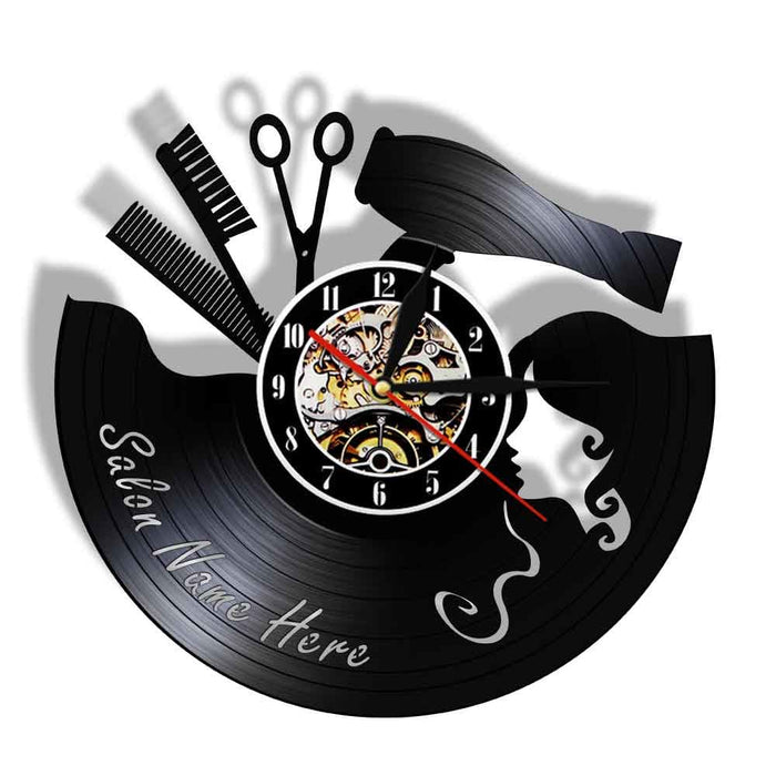 Comb Scissors Hair Dryer Beauty Salon Led Vinyl Record Wall