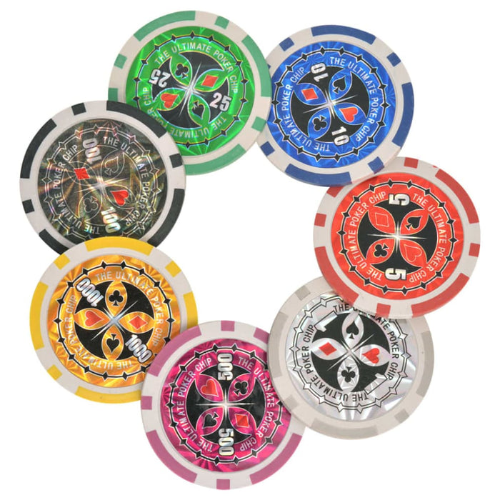 Combine Poker Blackjack Set with 600 Laser Chips Aluminium