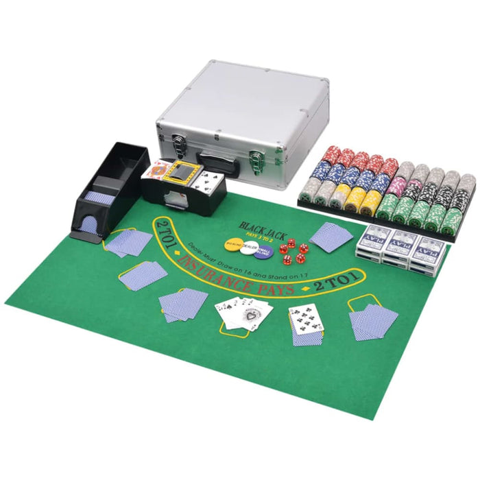 Combine Poker Blackjack Set with 600 Laser Chips Aluminium